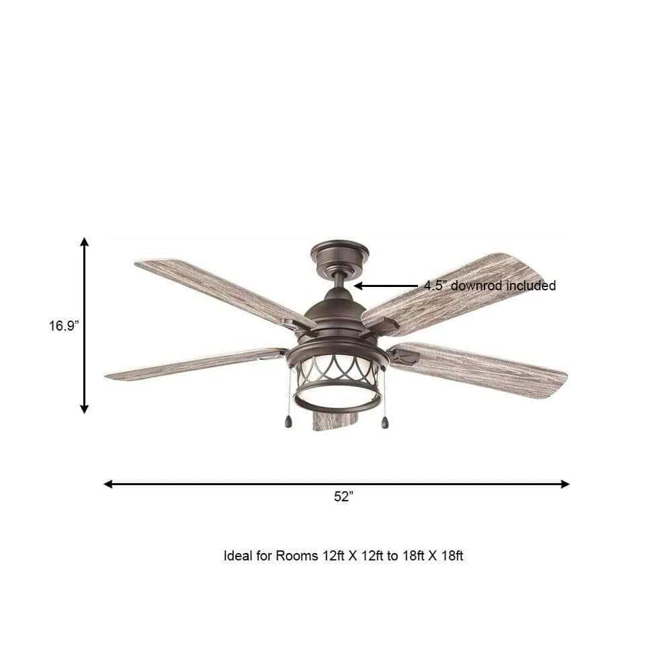 HDC Artshire 52 in LED Indoor/Outdoor Natural Iron Ceiling Fan Light Kit - Image 4 of 4