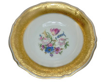 Alte vergoldete Schüssel auf Fuß  Rosenthal Chippendale ca. 26 x 8,5 cm Brabant?