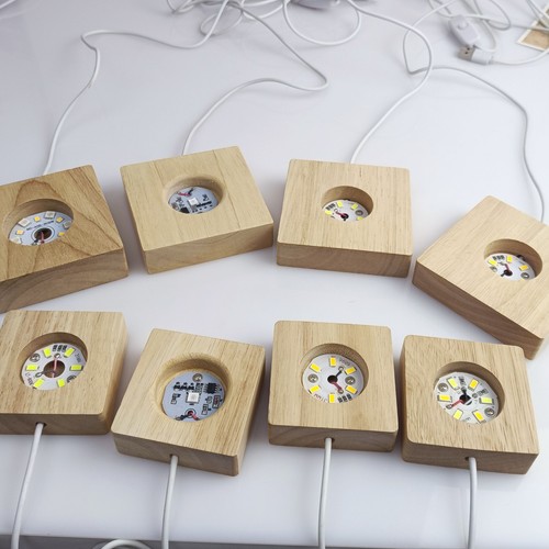 2-PACK 7 Color LED Lights Display Base Wooden Lighted Base Stand for Crystal NEW - Picture 4 of 15