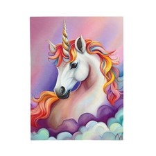 Pink Cloud Unicorn Dream Velveteen Plush Blanket
