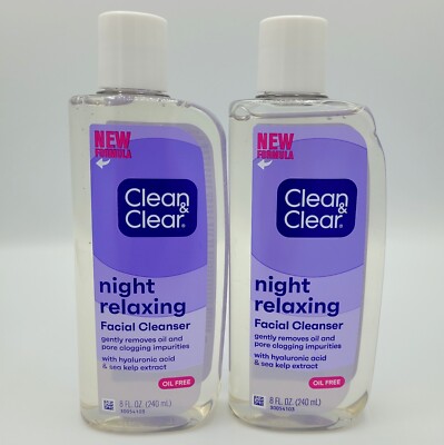 Clean & Clear Night Relaxing Deep Cleaning Face Wash Oil Free 8 fl oz (2 Pack)