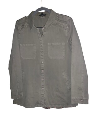 Dear John Women s Marella Watercress Shirt Jacket M Olive Green Back Stitching