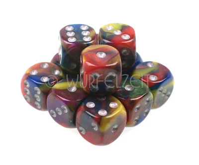 5 RPG Würfel w6 16 mm Cosmoo Colorful m/silber Würfelzeit DnD Tabletop