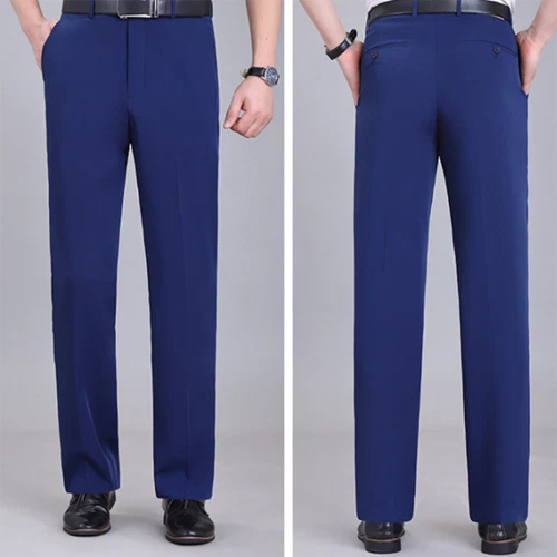 Mens Dress Pants Straight Formal Trousers Slim Casual Office Wedding Business - Picture 13 of 26