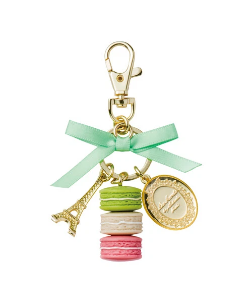 LADUREE Paris Key Chain Ring Macarons Eiffel tower Green White