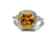 Citrine Engagement Ring Natural Citrine Wedding Ring 8 mm Cushion Citrine Band