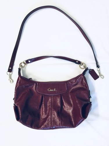shiny red coach purse