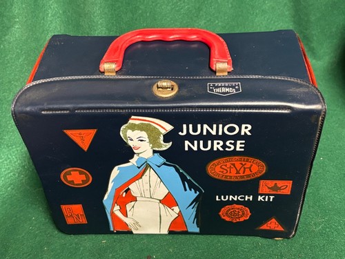 Junior Krankenschwester Lunch Set 1963 King Seeley Vinyl Lunchbox mit Thermoskanne selten - Bild 2 von 14