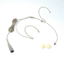 Double Earhook Headset Microphone w/ 4 pin mini XLR for Audio Technica Wireless