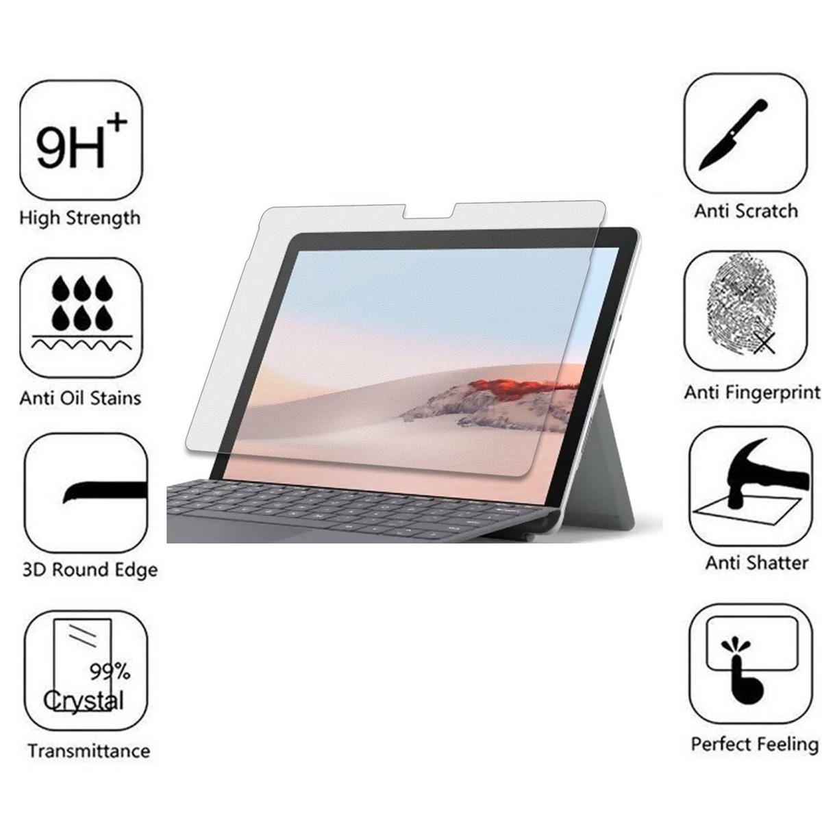 2-Pack Tempered Glass Screen Protector For Microsoft Surface Go (2018) – 9H Hardness, Anti-Scratch 2 thumbnail image