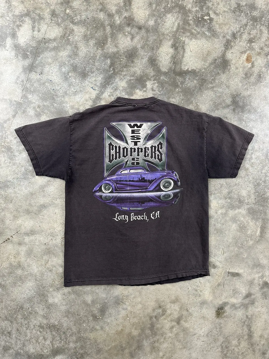 Vintage Thrashed Westcoast Choppers Purple Chrome Cross Tee Vintage Thrashed Westcoast Choppers Purple Chrome Cross Tee