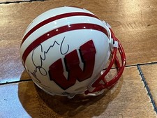 MULTI DUAL SIGNED WISCONSIN BADGERS Mini Helmet BARRY ALVAREZ & LEE EVANS #3