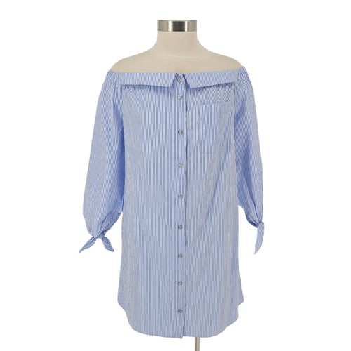 New York & Co Herren Hemdkleid blau gestreift schulterfrei Langarm neu ohne Etikett Small - Bild 1 von 10