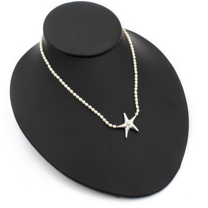 Tiffany & Co. Elsa Peretti Sterling Starfish Freshwater Pearl Necklace #S5645-2