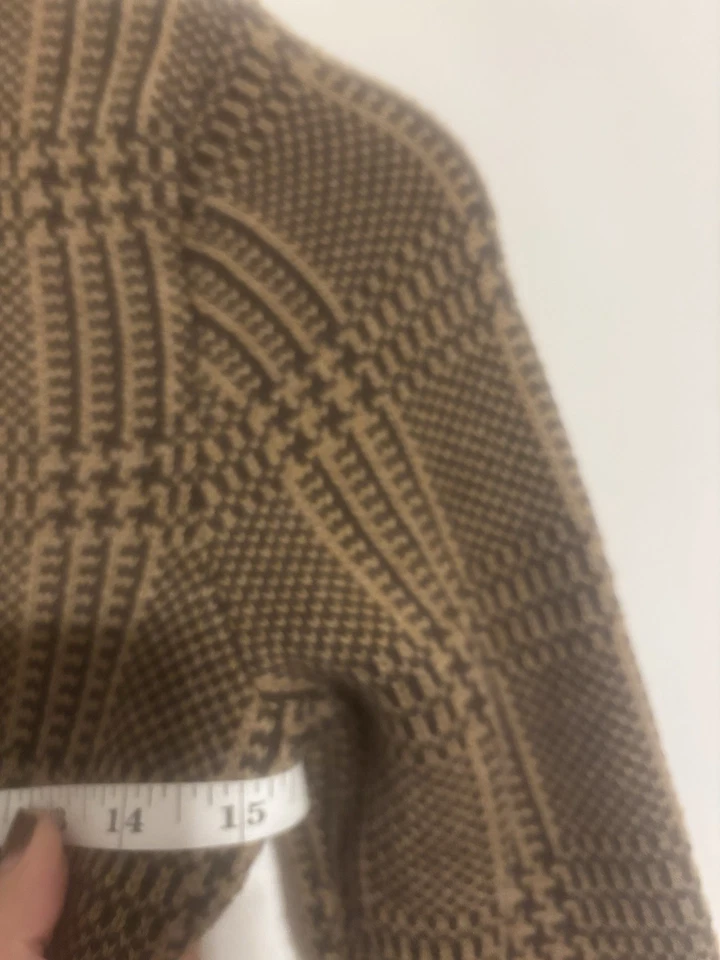 Cárdigan Ralph Lauren LRL Pequeño Pequeño Para Mujer Cuadros Marrón Cremallera Bolsillos Simulados Foto 2 de 4