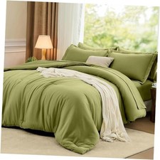 Full Size Comforter Sets 7 Pieces Soft Bed in a Bag Full 82"x 86" Olive Green