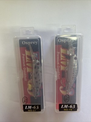 (2) Osprey Scooper LM-63 Premium Crankbaits White/Black/Silver Lot Of 2