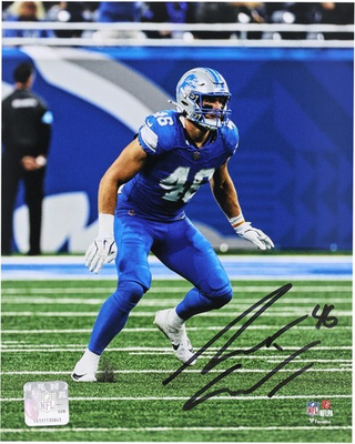 #ad Jack Campbell Detroit Lions Signed 8quot; x 10quot; Blue Jersey Defensive Stance Photo $48.99