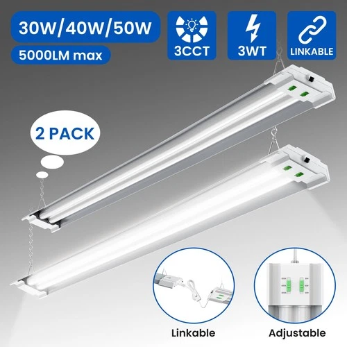 4FT 50W LED Shop Light 3CCT Super Bright Garage Ceiling Lamp Linkable 5000lm