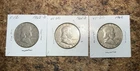 1962 Benjamin Franklin Silver Half Dollar Coin 90% Silver Lot Of (3) Coins