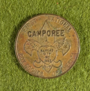 Boy Scout 1933 First National Camporee Honor Pocket Coin-Kansas City version 1