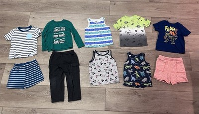 Lot of 10 Boys Clothes Sizes 5T Shirts Tank Tops Pants Pajamas Assorted Brands