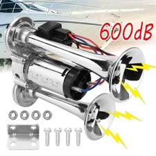 Fanfare Hupe Druckluft Air Horn Nebelhorn mit Kompressor 12V PKW LKW Boote 600db