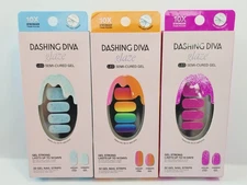 Dashing Diva Glaze Semi-Cured Gel Nail Strips - Rainbow, H20, Watermelon 