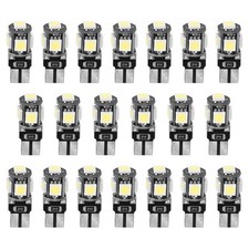 LED Light Bulb T10 SMD5050 6000K Wedge Lamp Dome Map License Plate Interior 20Pc