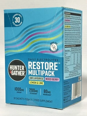 Hunter & Gather Electrolytes Variety Box 30 Sachets | Keto No Sugar | 3 Flavours