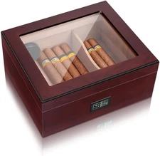 High Gloss Cigar Humidor Cigar Box, Real Solid Spanish Cedar Wood, Luxury Hygrom