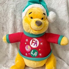 Disney Store Authentic Christmas Holiday Winnie the Pooh Santa Hat Medium Plush