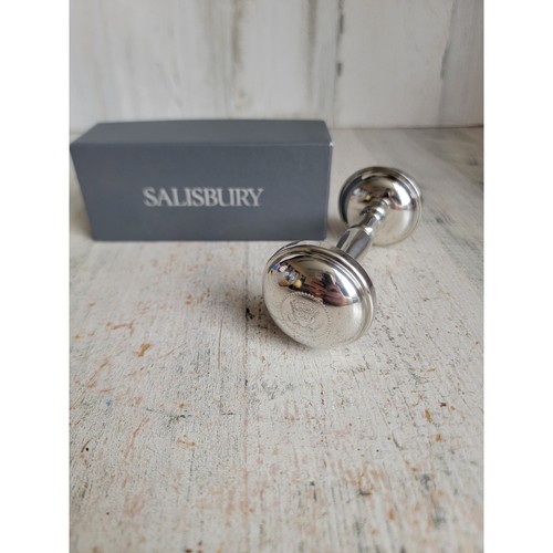 Salisbury stacking ring dumbbell rattle w/ seal American USA metal unique figure