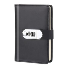 A6 Diary with Lock, Journal with Lock Cute Leather Notebook Journal, Black