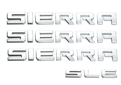 4Pcs Chrome GMC Sierra SLE Letter Emblem Badge Front Door/Rear Tailgate - Picture 1 of 4