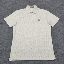G/Fore Polo Shirt Mens Large White Yellow Floral Active Golf Performance Wicking