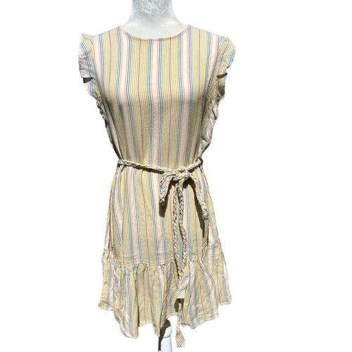 NWTMarine Layer Laney Dress Medium Pastels Beachy Stripe Tiered Ruffle Mini - Picture 2 of 18