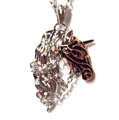 UNICORN HEAD PENDANT war horse mask knight medieval punk goth