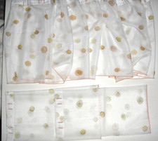 Gardinen Set 3 teilig Scheibengardine und Querbehang Gardine Blumen orange grün