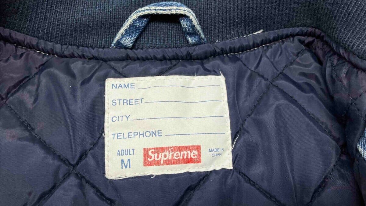 Supreme NYC Washed Knockout Denim Varsity Jacket Men Medium Supreme NYC Washed Knockout Denim Varsity Jacket Men Medium