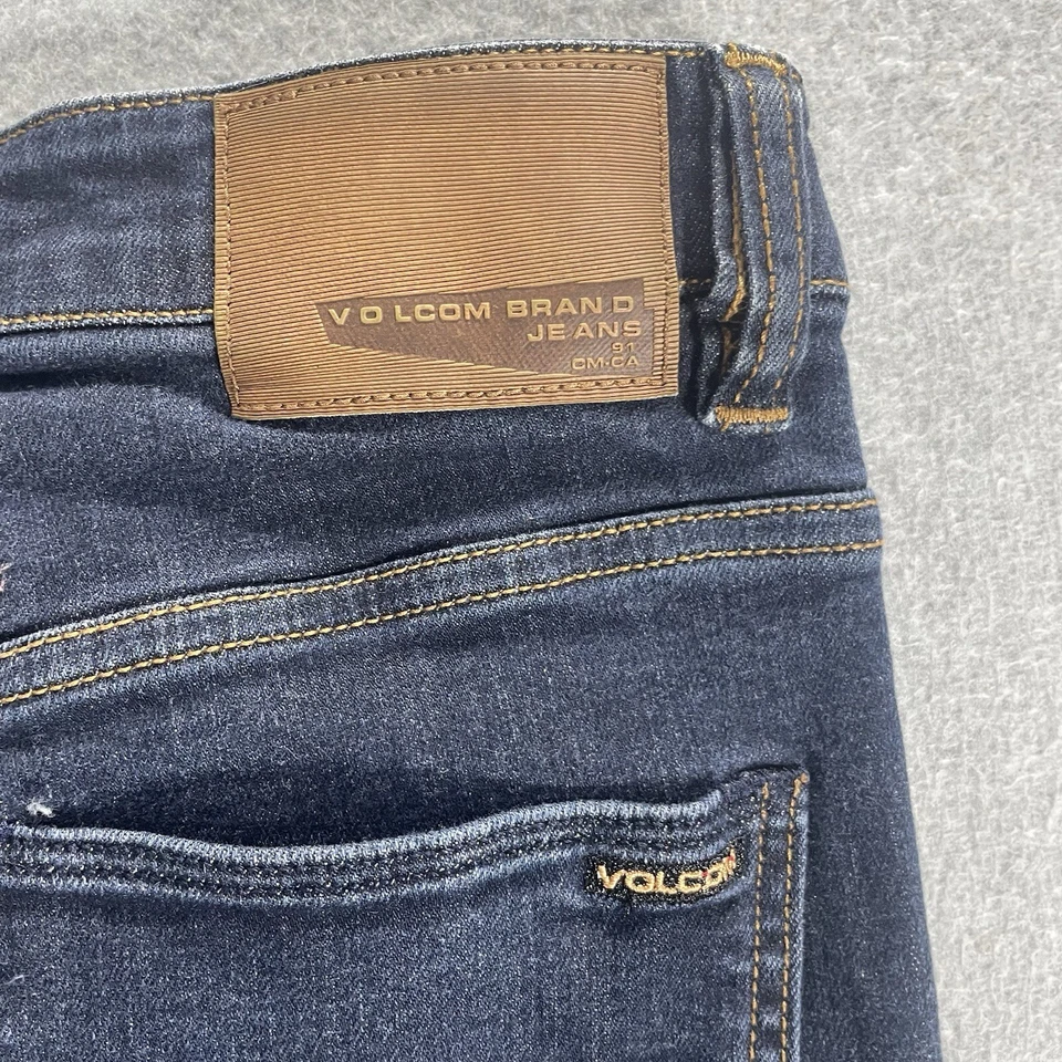 Volcom Jeans Straight Denim Mens Solver Modern Blue Stretch 29X27-Acual Size - Image 2 of 4