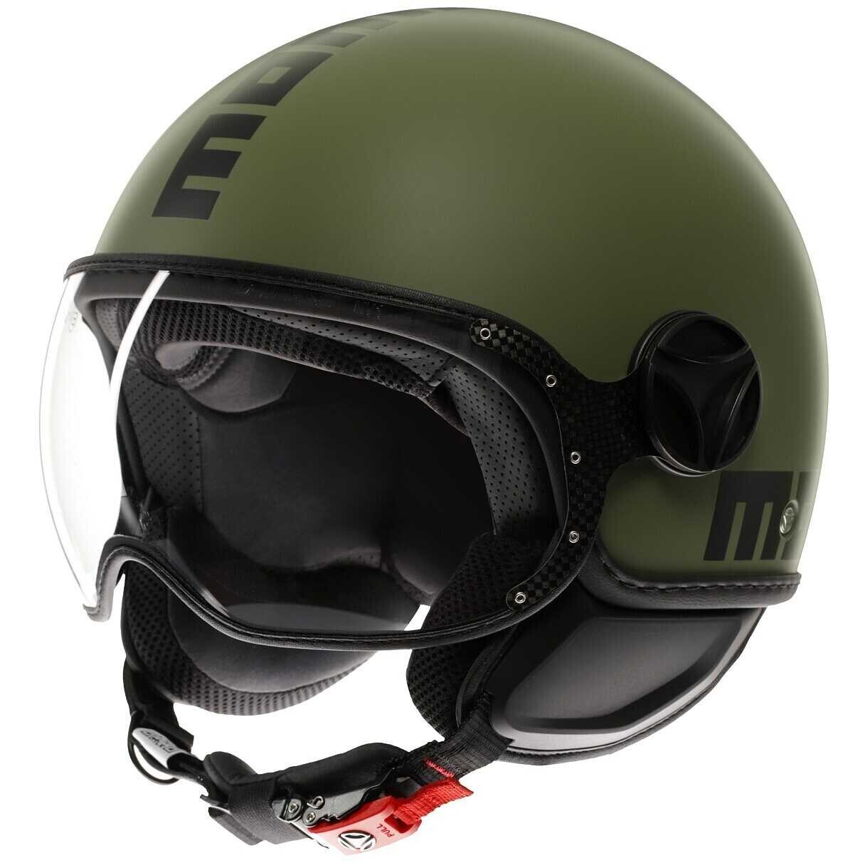 CASCO HELMET MOTO JET MOMO DESIGN FGTR CLASSIC MILITARY GREEN MATT TG L