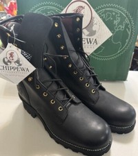 Chippewa Black Leather Boots Mens 13 M Vibram...