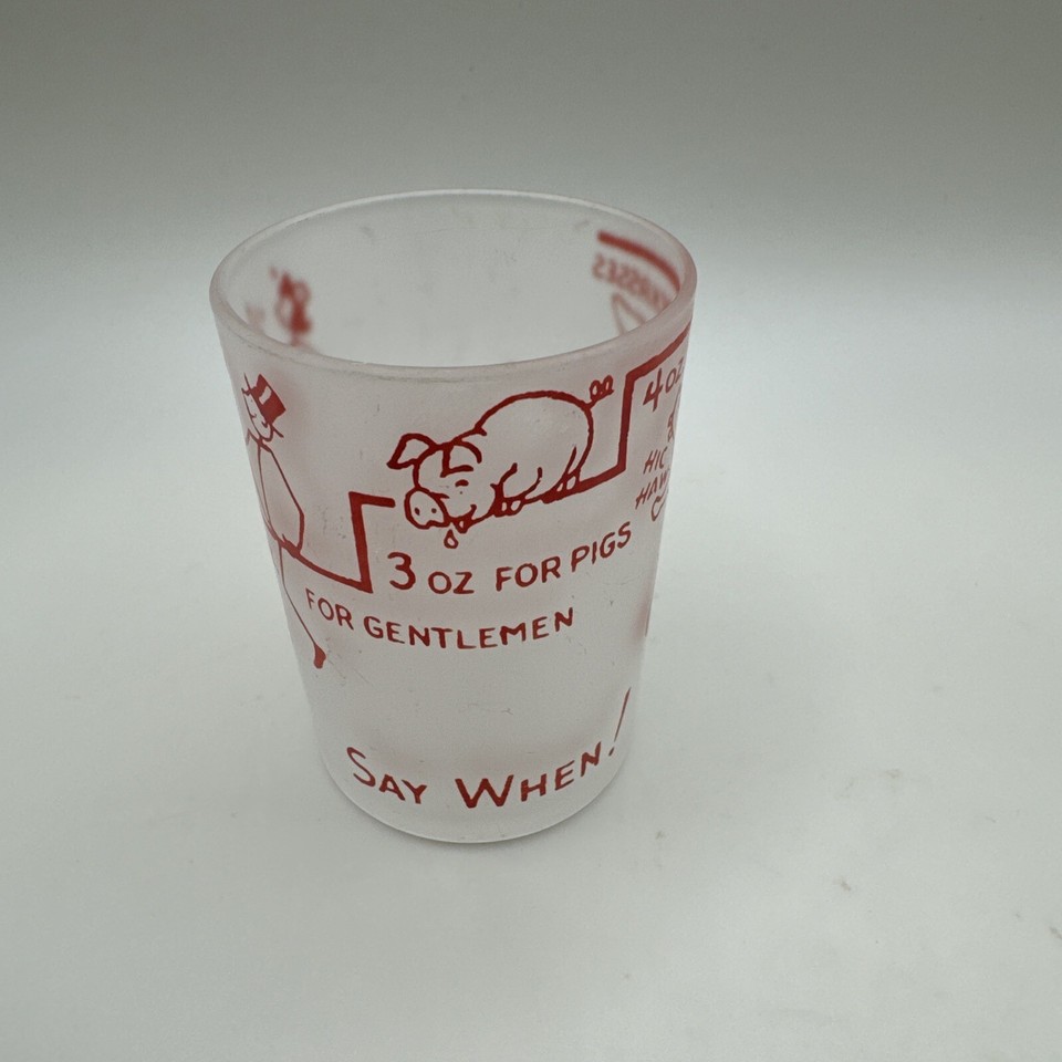 Vintage Shot Glass Humorous Frosted Say When Jackass Barware 1970s