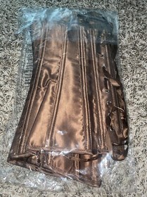 Women Overbust Boned Corset Burlesque Basque Top Lace-Up Costume Siz S Brown