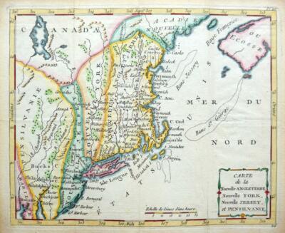 AMERIKA NEW YORK PENNSYLVANIA VON DE LAPORTE um 1786 SELTENE ECHTE ANTIKE KARTE
