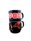 Deadpool Coffee mugs stackable 2 of a 4 piece set Black and Red FREE Shipping
