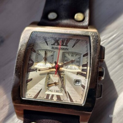 SWISS WATCH: ROMANSON CHRONOGRAPH WHITE GOLD WATER RESISTANT