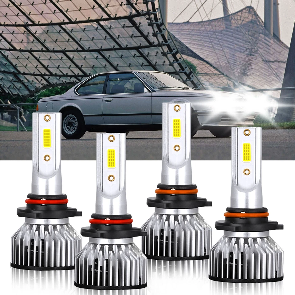 4X 9005+9006 LED Faros Bombillas Alta Baja Kit Combo Para BMW L6 1987-1987 Foto 2 de 4