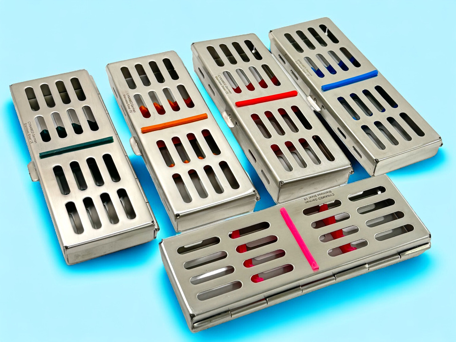 Dental Sterilization Tray With 5 Instrument Slots And Silicone Inserts - Artlab